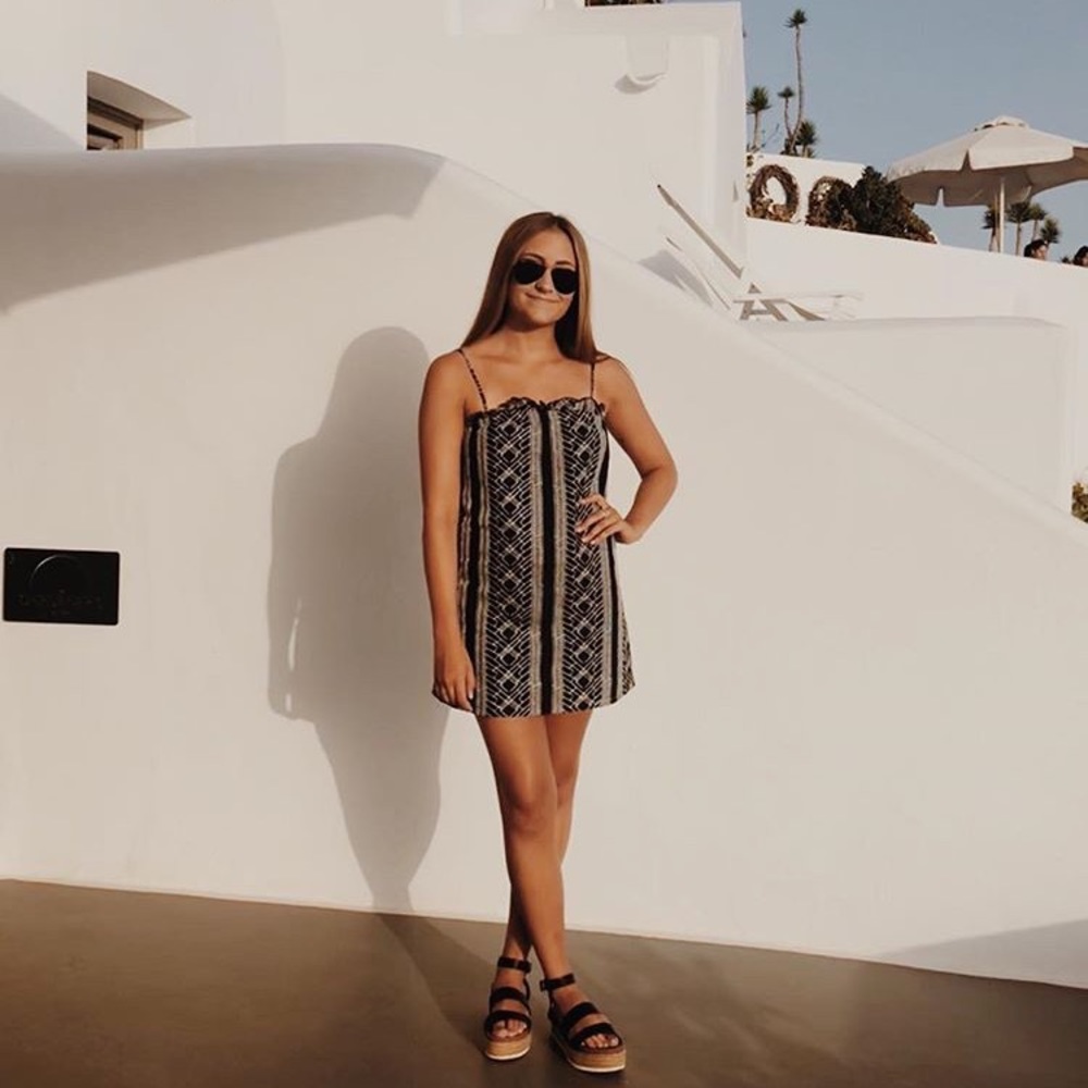 Dolce Vita Navy and White Embroidered Dress